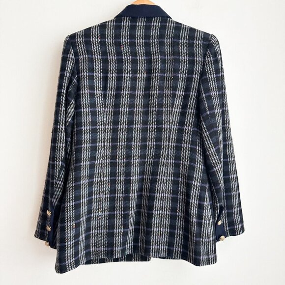 Vintage Plaid Wool Blazer with Gold ButtonsS/M - Picture 6 of 8